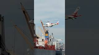 Harbor pilot disembarking via helicopter 🚁 shipping ship port [upl. by Meehahs]