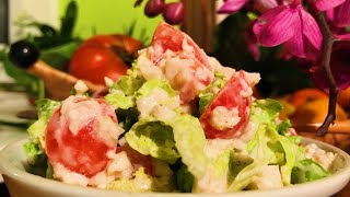 Tomato Cauliflower Rice Frisée Salad with Garlic Cashew Dressing  Take 3 [upl. by Rezeile]