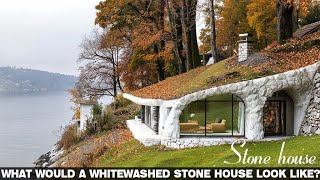 Discover the beauty of the whitewashed natural stone house on the lake shore [upl. by Ahsian]