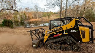 Forestry Mulching Two Acres Around Pond with ASV VT 100 Skid Steer [upl. by Euqinimod]