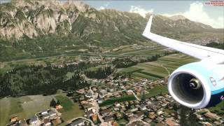 Stunning approach to Innsbruck Runway 8 on 737900 NGX WL [upl. by Brig]