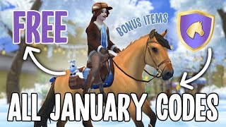 NEW 16 WORKING STAR STABLE REDEEM CODES JANUARY 2024 FREE PETS STAR RIDER ITEMS TACK CLOTHES [upl. by Simone]