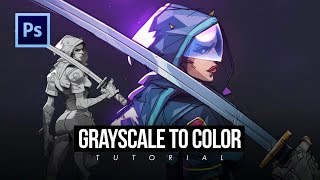 EASIEST GRAYSCALE TO COLOR DIGITAL PAINTING TUTORIAL [upl. by Cramer392]