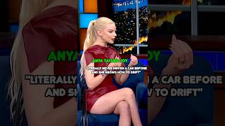 AnyaTaylorJoy doesn’t have a drivers license but knows how to drift😱 shorts stephencolbert [upl. by Ajad]