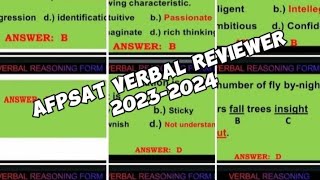 VERBAL REASONING WITH ANSWER 2023 AFPSAT EXAMINATION please follow and subscribe for more videos [upl. by Inej701]