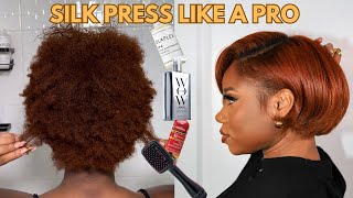 How To Silk Press Like A Pro On Short Natural Hair Without Frizzing Wash Day  Chev B [upl. by Lock]