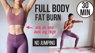 30 min Full Body Fat Burn HIIT NO JUMPING  Ab Core Arm Back Leg Thigh amp Cardio  Emi [upl. by Gladys]