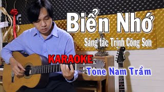 Biển Nhớ  Karaoke Tone Nam Trầm  Beat Guitar [upl. by Chyou]