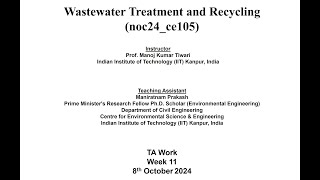 Wastewater Treatment And Recycling week 11 [upl. by Angelique]