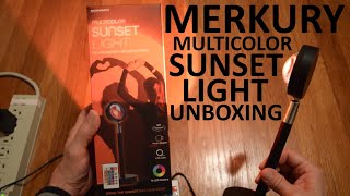 Unboxing Merkury Multicolor Sunset Light LED Projector  Remote [upl. by Aierbma610]