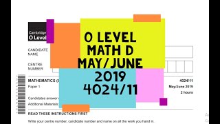 O Level Math D Paper 1 402411 MayJune 2019 [upl. by Etselec64]