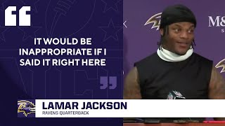 Lamar Jackson says there was quotlots of cursingquot at halftime vs Texans  CBS Sports [upl. by Yajnas]