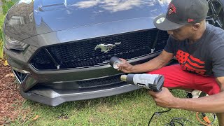 3m blackout tape chrome delete on my s550 mustang gt gone wrong😂 epic fail 3m blackout chrome [upl. by Dej985]