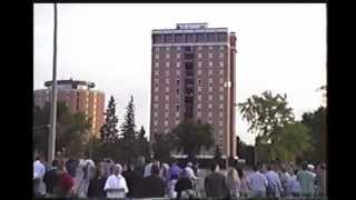 Planned Demolition Of John Neumaier Hall Implosion  Moorhead Minnesota Destroyed On 08AUG1999 [upl. by Osborne]