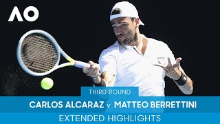 Carlos Alcaraz v Matteo Berrettini Extended Highlights 3R  Australian Open 2022 [upl. by Ahseinod889]