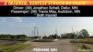 Two Injured When Vehicle Hit By Train In Perham Minnesota [upl. by Arval]