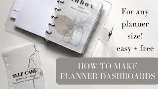 PLANNER DASHBOARD DIY  How to make your own planner dashboard inserts  Easy planner Canva tutorial [upl. by Susejedesoj]