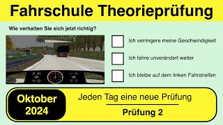 🚘 Führerschein Theorieprüfung Klasse B 🚗 Oktober 2024  Prüfung 2🎓📚 [upl. by Estele]