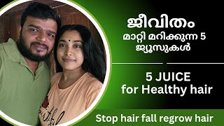 New Hair care series video2  5 hair growth supporting Juices  natural foods for hairfall control [upl. by Romalda]