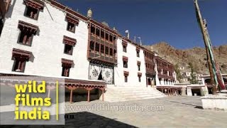 Courtyard paintings and prayer flags at Hemis monastery Ladakh [upl. by Anneliese]