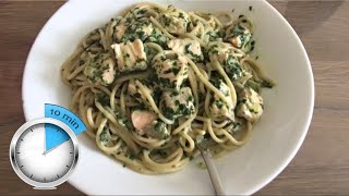 Pasta Spinazie Zalm roomsaus  spaghetti  tagliatelle  Vlogs amp recepten oum Younes 96 [upl. by Dronski]