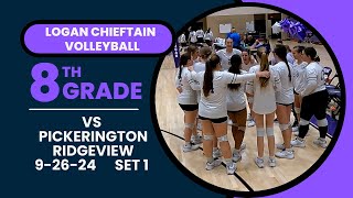 Logan Chieftains vs Pickerington Ridgeview 8th Grade Volleyball Set 1  9262024 Last Home Game [upl. by Etnauq]