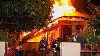 Structure Fire with Reported Persons Trapped South Los Angeles [upl. by Bonis]