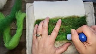 Tuesday Night Felting Sheepishly Made  Needle Felted Landscape of Trees and Flowers Part 1 41123 [upl. by Lindblad705]