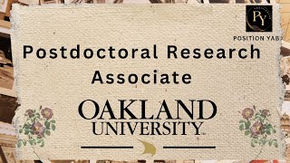 Postdoctoral Research Associate Oakland University in Rochester MI [upl. by Ikir477]