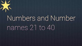 learn Numbers and Number names 21 to 40 part 2 [upl. by Nnylidnarb]