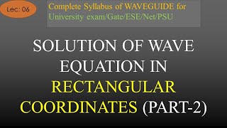 Derivation of Field Components of TM Mode in Rectangular Waveguide  Waveguide  R K Classes  Lec6 [upl. by Ades]