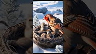 quotColorful Redpoll Family in the Arctic Nest  Heartwarming Winter Scenequot viral birdsinmotion05 [upl. by Enilra]