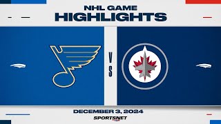 NHL Highlights  Blues vs Jets  December 3 2024 [upl. by Ahsaek382]