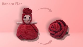 Boneca Flor Amigurumi Tutorial Passo a Passo 🌷 33 [upl. by Gordie]