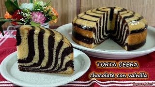 TORTA CEBRA Chocolate con Vainilla sin Horno y con Horno Increiblemente deliciosa [upl. by Mill]