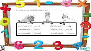 24 DECIMAS CENTESIMAS O MILESIMAS QUE FORMAN UN NUMERO DECIMAL 4º GRADO CUADERNILLO [upl. by Ervine]