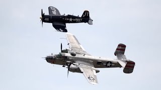 F4U Corsair and B25 Mitchell fly on last day of air show [upl. by Eimilb]