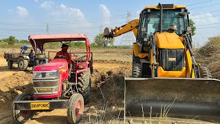 New Jcb 3dx Backhoe Machine Loading Mud In Mahindra YUVO and Swaraj Tractors  Jcb and Tractor [upl. by Nuahsyd]