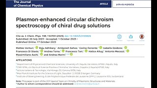 Plasmonenhanced circular dichroism spectroscopy of chiral drug solutions [upl. by Ynelram518]