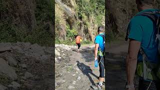 Impressive waterfall en route to Manaslu Circuit Trek manaslutrek tre himalayantrekkingpath [upl. by Drislane]