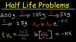 Half Life Chemistry Problems  Nuclear Radioactive Decay Calculations Practice Examples [upl. by Winterbottom]