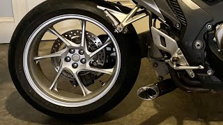 VFR1200F  Coffman Shorty slip on exhaust First impressions before ECU tune Fixed audio [upl. by Yajnas]