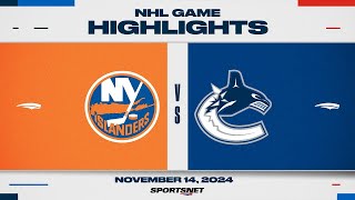 NHL Highlights  Islanders vs Canucks  November 14 2024 [upl. by Aihcila957]