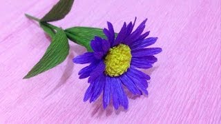 Beautiful Aster Crepe Paper flowers  Flower Making of Crepe Paper  Paper Flower Tutorial [upl. by Aneeroc]