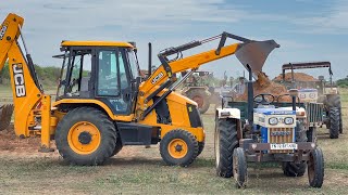 JCB 3DX Backhoe Loader Pond Mud Loading in Tractor for Farming Land  jcb and tractor [upl. by Wershba111]