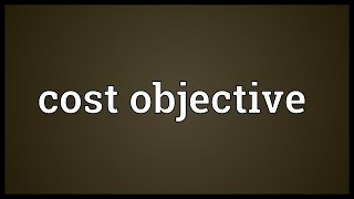 Cost objective Meaning [upl. by Bollay]