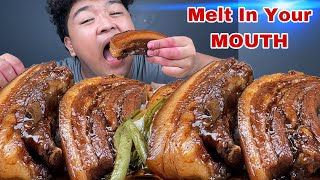 MELT IN YOUR MOUTH PORK BELLY ASADOBRAISED PORK BELLY PINOY MUKBANG WITH JUST LAFAM [upl. by Kezer]