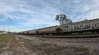 Norfolk Southern grain train 54G rolls into the Rockwood Tennessee siding 111724 [upl. by Yeclek]