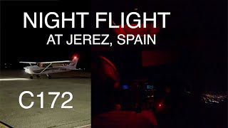 Night Landing at Jerez Airport in a C172 [upl. by Vinay]