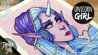 Unicorn Girl ♦ Metallic Watercolor Painting ♦ Art Chat [upl. by Renrut206]